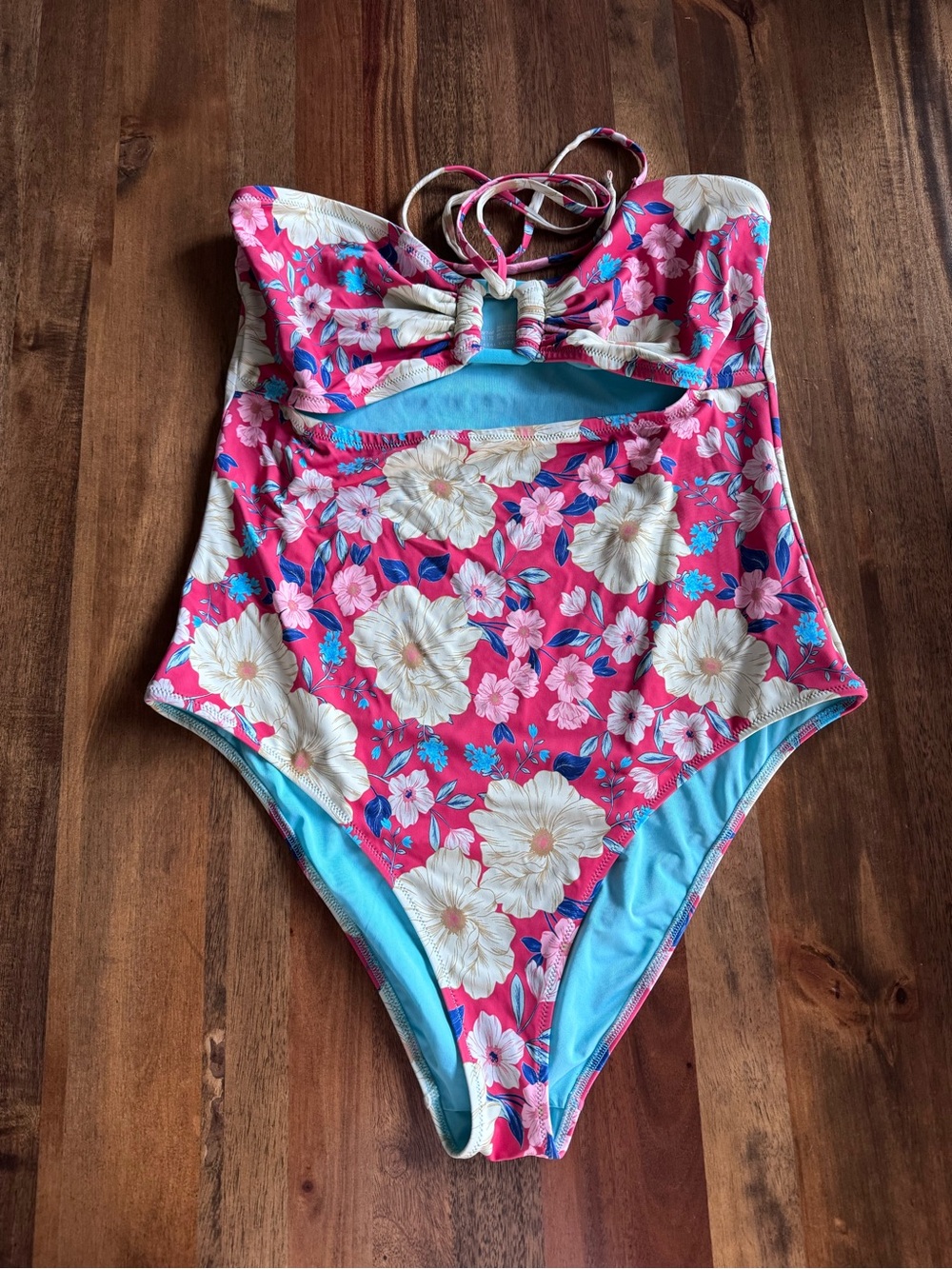 aerie Floral Bandeau One-Piece Swimsuit